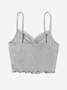 SHEIN EZwear 蕾絲邊胸部褶皺木耳邊吊帶上衣