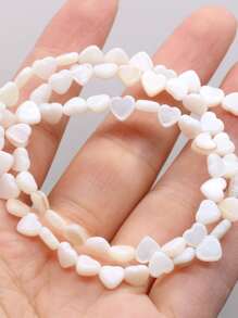 1strand Heart Shaped DIY Bead - White - View 1