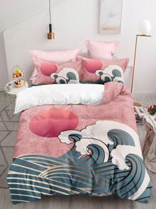 3入组/套無填充物波浪印花被套套裝床用現代被套套裝 - 彩色 - 查看 1