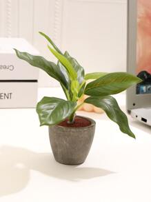 1 Chậu Cây Nhân Tạo Bằng Nhựa, Chậu Cây Nhân Tạo Xanh Để Trang Trí Bàn - màu xanh lá - Xem 1