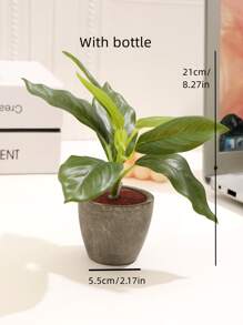 1 Chậu Cây Nhân Tạo Bằng Nhựa, Chậu Cây Nhân Tạo Xanh Để Trang Trí Bàn - màu xanh lá - Xem 3