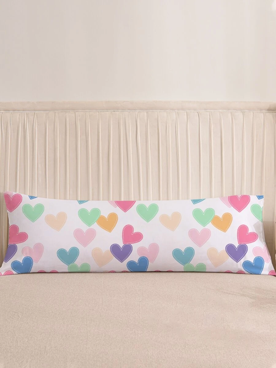 1入組套心形圖案滌綸枕套不附帶内芯卡通滌綸連體枕套適用於床上用品四季皆宜 - 彩色 - 查看 1