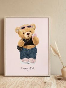 1pc Chemical Fiber Unframed Painting, Cute Cartoon Bear Pattern Unframed Painting For Home - Multicolor - View 6