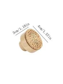 1pc Wooden Drawer Knob, Round Shaped Drawer Handle For Home - Brown - View 2