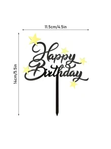 1 pieza pastel creativo con estrella & con diseño de letra para de fiesta de cumpleaños - Negro - Ver 2