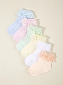 Bebé 6 pares Calcetines ribete con fruncido - Multicolor - Ver 3