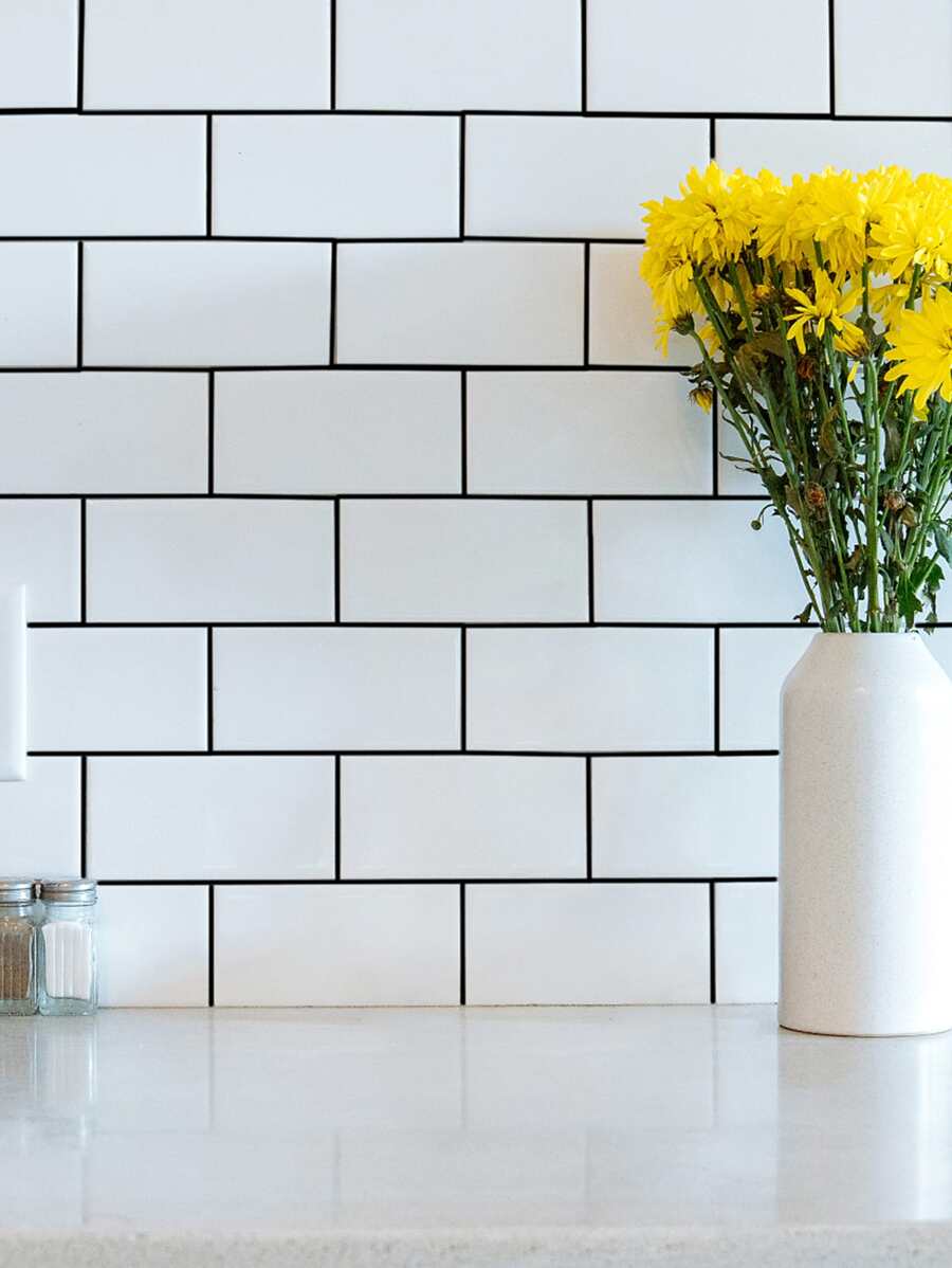 10 piezas/set 3d de mascota cocina rectángulo blanco Pegatina de pared para cocina