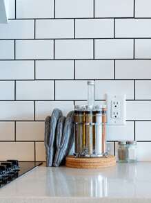 10 piezas/set 3d de mascota cocina rectángulo blanco Pegatina de pared para cocina