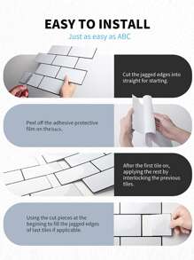 10 piezas/set 3d de mascota cocina rectángulo blanco Pegatina de pared para cocina