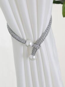 1 Màn Polyester Thắt Lưng, Tối Giản Ngọc Trai Giả Trang Trí Màn Dây Đeo Thắt Cho Màn - Xám - Xem 3