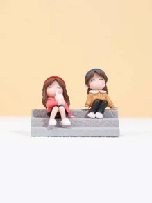 2入組/套PVC裝飾用品可愛人物設計裝飾物件 - 彩色 - 查看 3