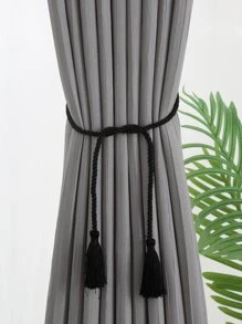 1 dây buộc rèm cửa màu đen, dây buộc rèm cửa trang trí tua rua polyester cổ điển cho gia đình - màu đen - Xem 1