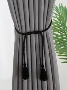 1 dây buộc rèm cửa màu đen, dây buộc rèm cửa trang trí tua rua polyester cổ điển cho gia đình - màu đen - Xem 6