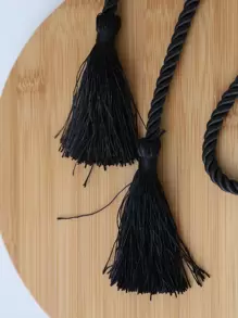 1 dây buộc rèm cửa màu đen, dây buộc rèm cửa trang trí tua rua polyester cổ điển cho gia đình - màu đen - Xem 7