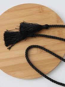 1 dây buộc rèm cửa màu đen, dây buộc rèm cửa trang trí tua rua polyester cổ điển cho gia đình - màu đen - Xem 8