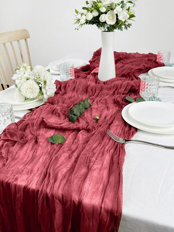 1pc Solid Color Disposable Table Cover, Modernist Polyester Ruched