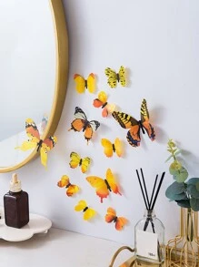 12入組輝光蝴蝶貼紙 - 黃色 - 查看 5