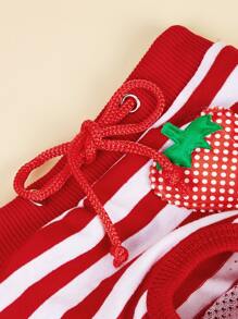 1pc Breathable Pet Strawberry Striped Pattern Sanitary Pants, Suitable For Cats And Dogs - Red - View 3