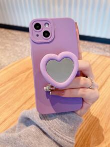 Plain Phone Case With Heart Design Holder - Lilac Purple - View 2