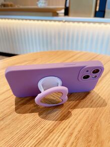 Plain Phone Case With Heart Design Holder - Lilac Purple - View 3