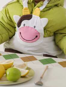 1 pieza Delantal con diseño de vaca cocina de cocina con dibujos animados poliéster a prueba de aceite con impermeable para cocina con - Multicolor - Ver 4