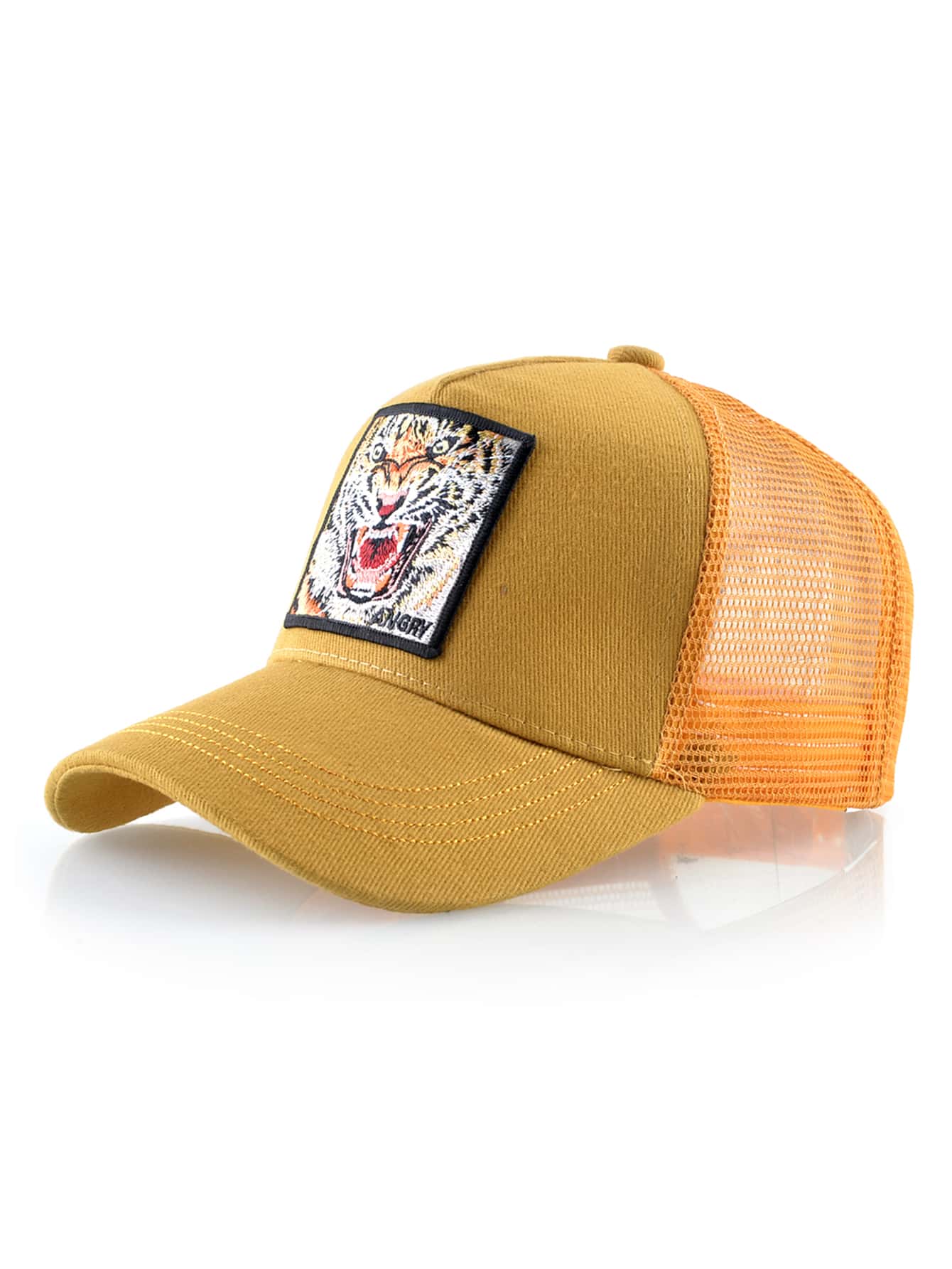 男士老虎刺繡棒球帽 - 黃色 - 查看 1