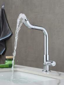 1pc Stainless Steel Kitchen Faucet, Classic Bib Tap For Kitchen - Silver - View 1