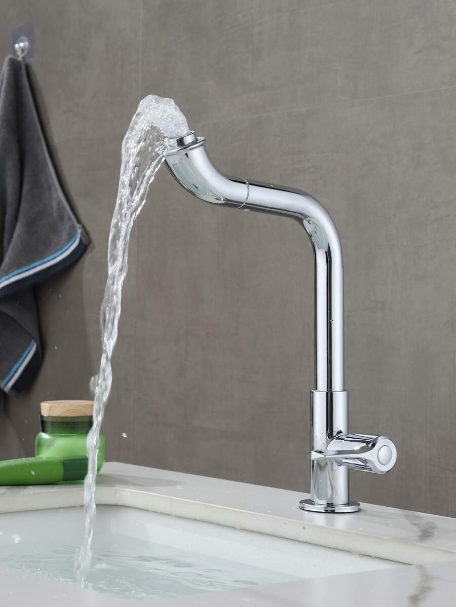 1pc Stainless Steel Kitchen Faucet, Classic Bib Tap For Kitchen - Silver - View 1