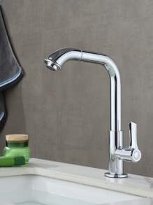 1pc Stainless Steel Kitchen Faucet, Classic Bib Tap For Kitchen - Silver - View 5