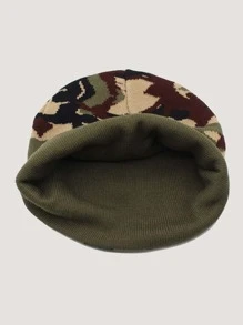 男士迷彩圖案冬季針織帽，日常佩戴，送禮給朋友，休閒風格 - 彩色 - 查看 4