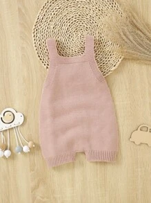 嬰兒麻花編織連身短褲不帶T恤 - 藕粉色 - 查看 2