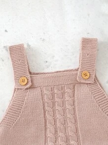 嬰兒麻花編織連身短褲不帶T恤 - 藕粉色 - 查看 4