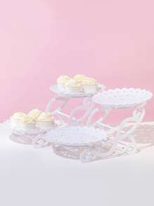 1pc Plastic Cake Stand, White Chair Shaped Cake Holder For Kitchen - White - View 3