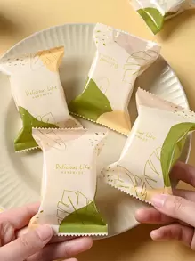 100入組PP糖果包裝袋，可愛的葉子圖案包裝袋，適用於家居婚禮派對禮品袋 - 彩色 - 查看 1