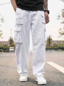 Manfinity Men Flap Pocket Side Cargo Jeans - White - View 6