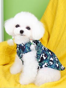 1 pieza Camisa de mascota con patrón de panda de dibujos animados - Azul Marino - Ver 6