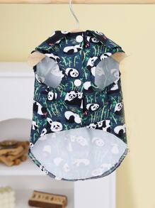 1 pieza Camisa de mascota con patrón de panda de dibujos animados - Azul Marino - Ver 7
