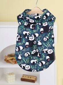 1 pieza Camisa de mascota con patrón de panda de dibujos animados - Azul Marino - Ver 8