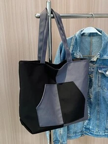 Two Tone Shopper Bag School Bag For Graduate, Teen Girls, Freshman, Sophomore, Junior & Senior In College, University & High School, Perfect For Outdoors ,Travel & Back To School - Multicolor - View 7