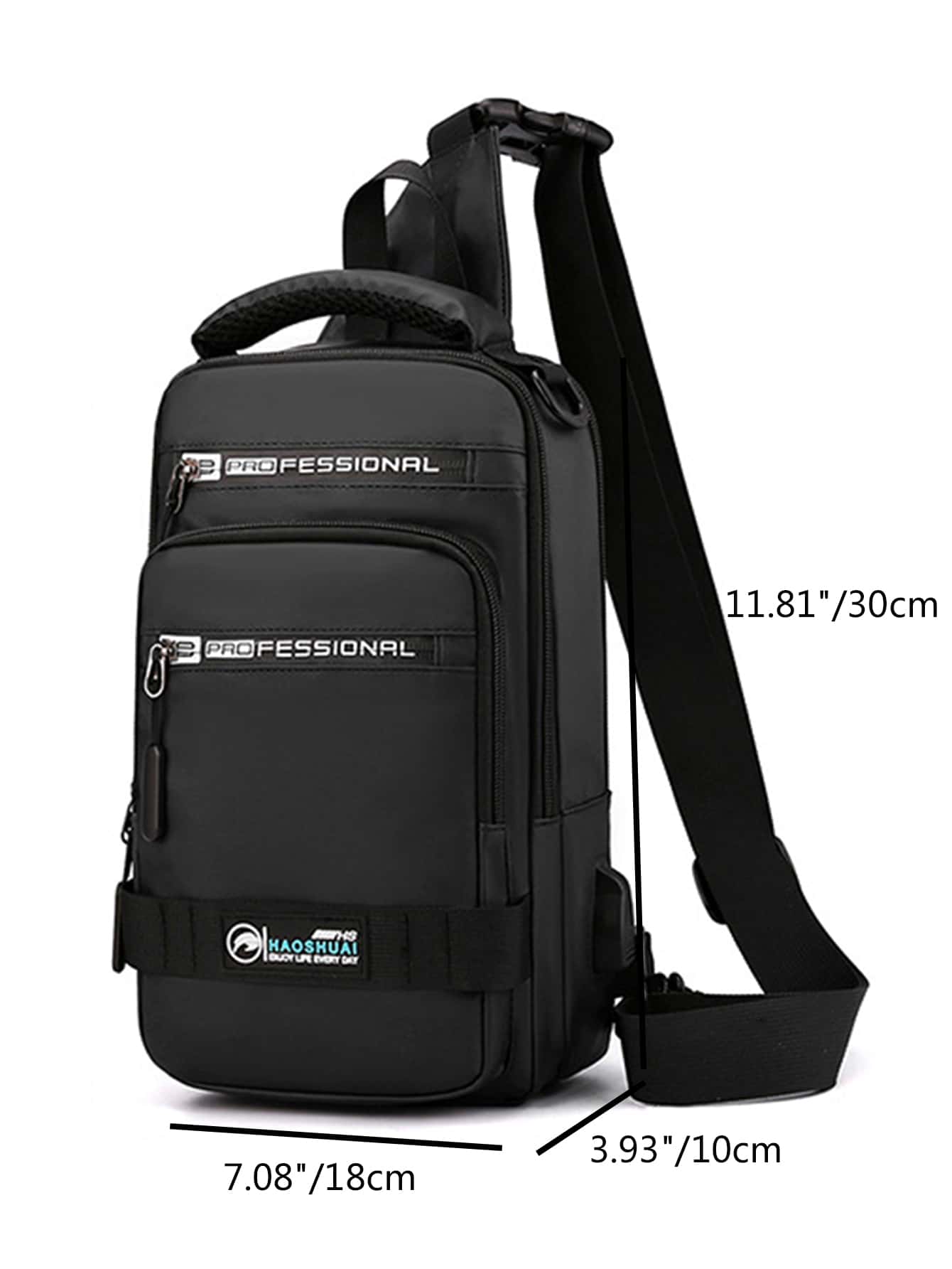 Men Cross Body Sling Chest Bag Backpack With USB Charging Port Travel Climb  Casual Fashion Male Shoulder Messenger Bag 4 USES - Black - View 3