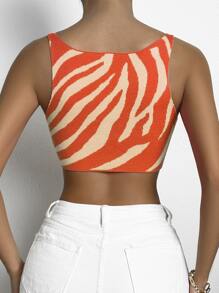 Allurite Áo dệt kim nữ Bất đối xứng Sọc ngựa vằn Gợi cảm - trái cam - Xem 2
