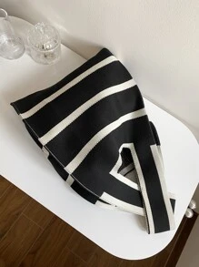 Bolso de ganchillo con patrón de rayas - Blanco y Negro - Ver 2