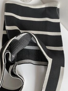 Bolso de ganchillo con patrón de rayas - Blanco y Negro - Ver 6