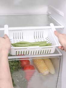 Organizador De Plástico Extensible Para Almacenamiento De Nevera De Cocina, Con Diseño Extraíble, Colgable, Blanco, 1 Unidad - Blanco - Ver 1