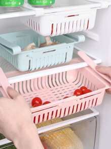 Organizador De Plástico Extensible Para Almacenamiento De Nevera De Cocina, Con Diseño Extraíble, Colgable, Blanco, 1 Unidad - Blanco - Ver 3