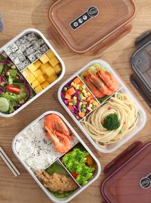 1pc Plastic Lunch Box, Portable Multi-grid Microwaveable Bento box For Office & School - White - View 6