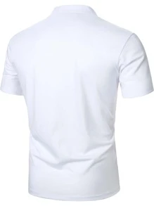 Manfinity Homme Áo thun có cổ Nam màu trơn Giải trí - trắng - Xem 2