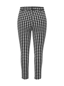 SHEIN LUNE Pantalones con estampado de pata de gallo con cinturón - Blanco y Negro - Ver 2