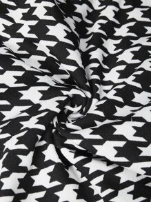 SHEIN LUNE Pantalones con estampado de pata de gallo con cinturón - Blanco y Negro - Ver 5