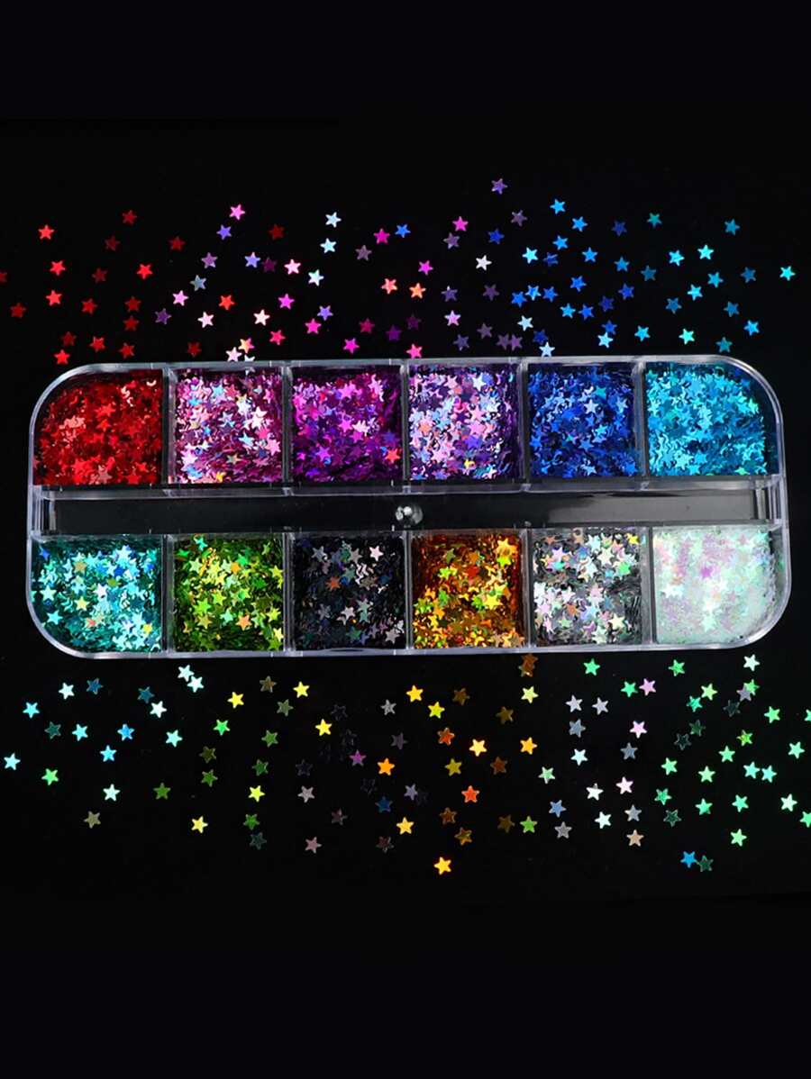 1 Hộp trang trí móng tay họa tiết ngôi sao - Nhiều màu - Xem 1